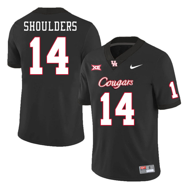 Men #14 Marquis Shoulders Houston Cougars College Football Jerseys Stitched-Black